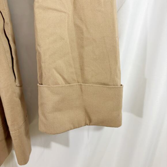 Tulle Tan Belted Trench Coat Medium with Retro Print Lining - Picture 3 of 5